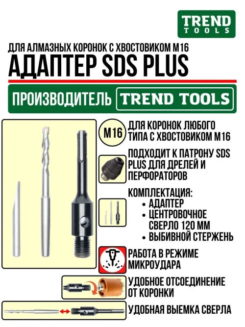 Адаптер М16-SDS Plus для дрелей, перфораторов