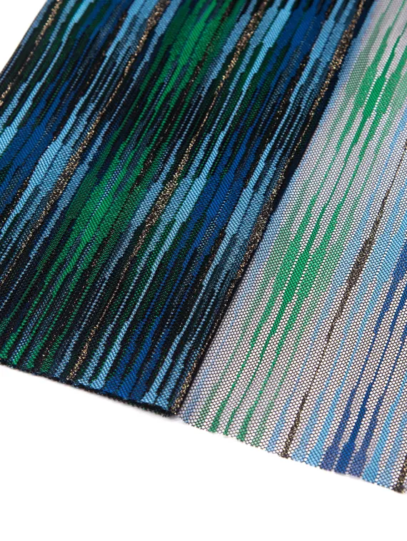 Сетка-стрейч арт.0082, полоски, Италия, синий/зеленый