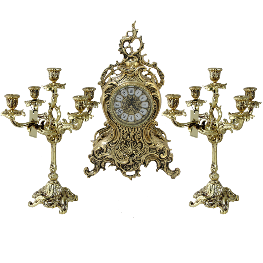 Bello De Bronze Каминные часы с канделябрами "Лимож"