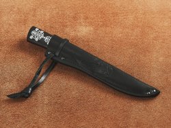 Якутский нож "Амга", сталь Х12МФ, рукоять черный мореный граб / орнамент