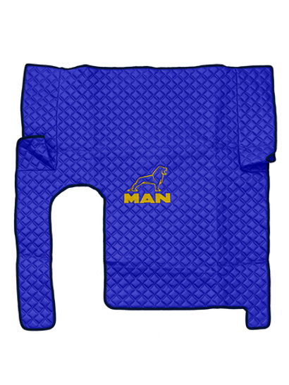 Ковры MAN TGX с 1-м ящиком (механика) (экокожа, синий, синий кант, желтая вышивка)