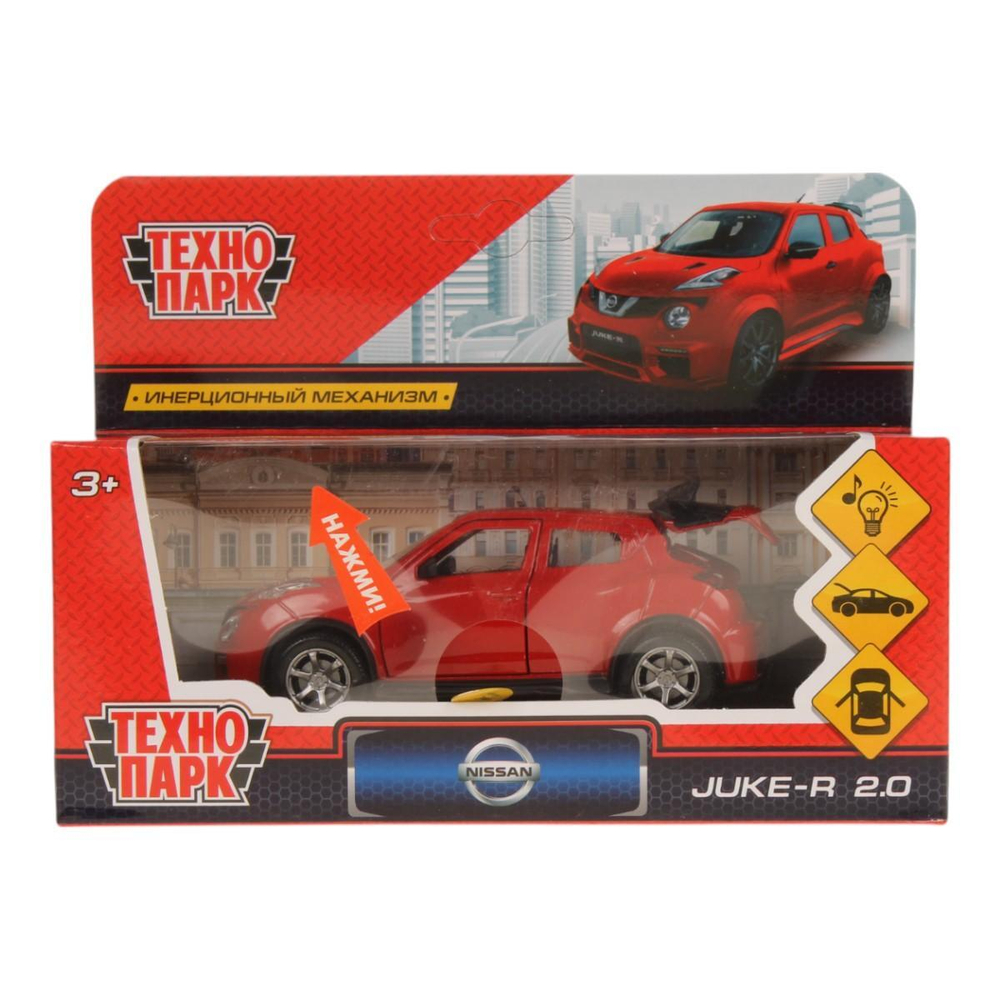 Модель ин. мет. "Nissan Juke-R 2.0" 12см, свет-звук, красный, коробка JUKE-RDS-SL (Технопарк)