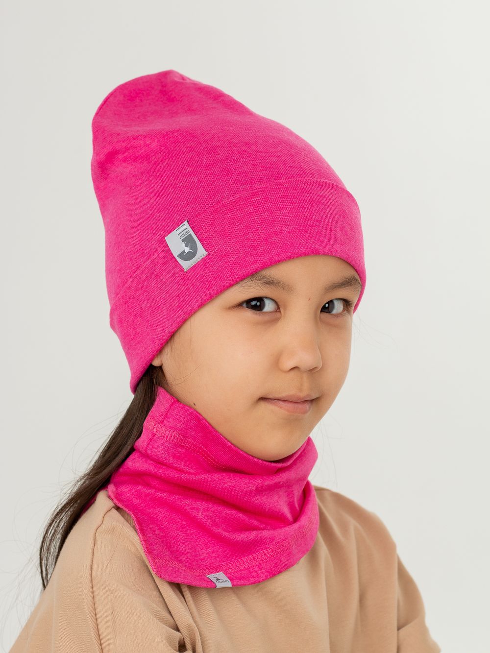 Комплект Шапка трикотажная + снуд (Малина меланж) РИО*