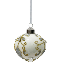 Набор елочных игрушек 8см 9шт ChristmasDeLuxe белый с серебром с орнаментом