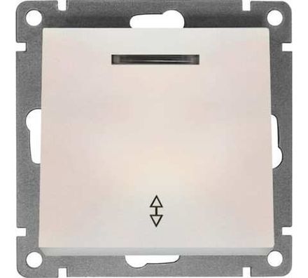 Выключатель одноклавишный проходной с подсветкой "UNIVersal" серия "Афина", с/у, 10А, 220В, жемчуг