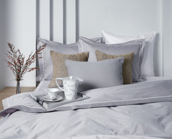 Постельное белье 2 спальное евро Сlaire&Caroll George серое с белым кантом