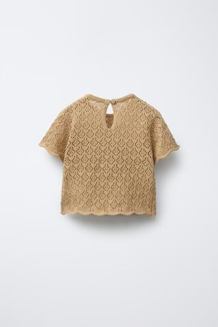 ZARA ТОП АЖУРНОЙ ВЯЗКИ, ОХРА