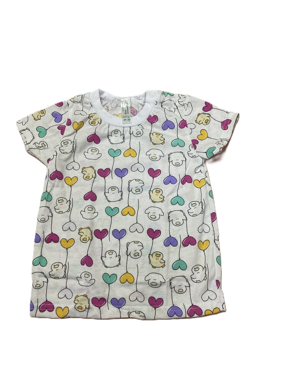 Футболка на девочку из кулирки (100% хлопок) на кнопках на плече на рост 86 см