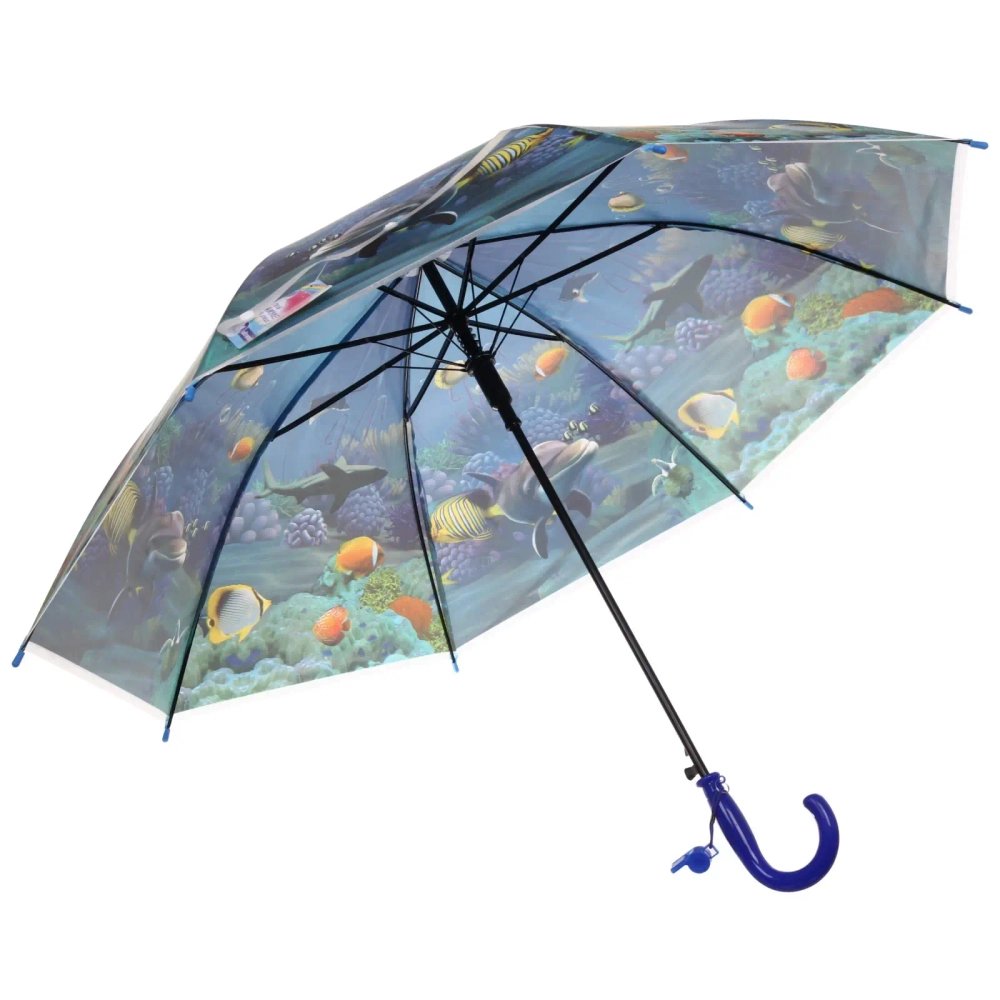 Зонт детский полуавтомат «Ultramarine - Морские жители», 8 спиц, d-100см, длина в слож. виде 65см