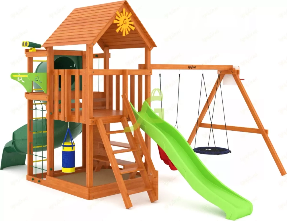 Детская площадка с горкой трубой