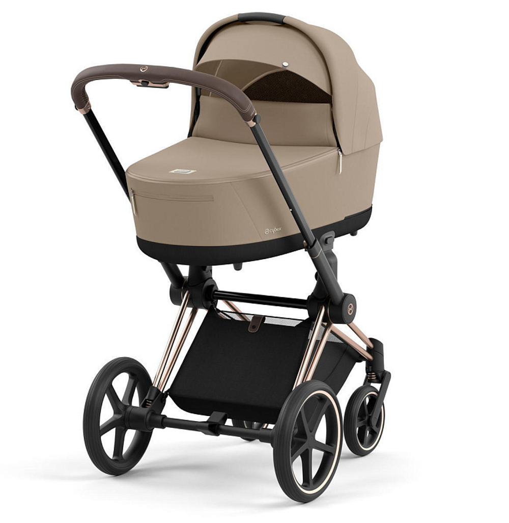 Коляска 3 в 1 Cybex Priam IV Rosegold complete и автокресло Cloud T i-Size Leaf Green Plus Cozy Beige