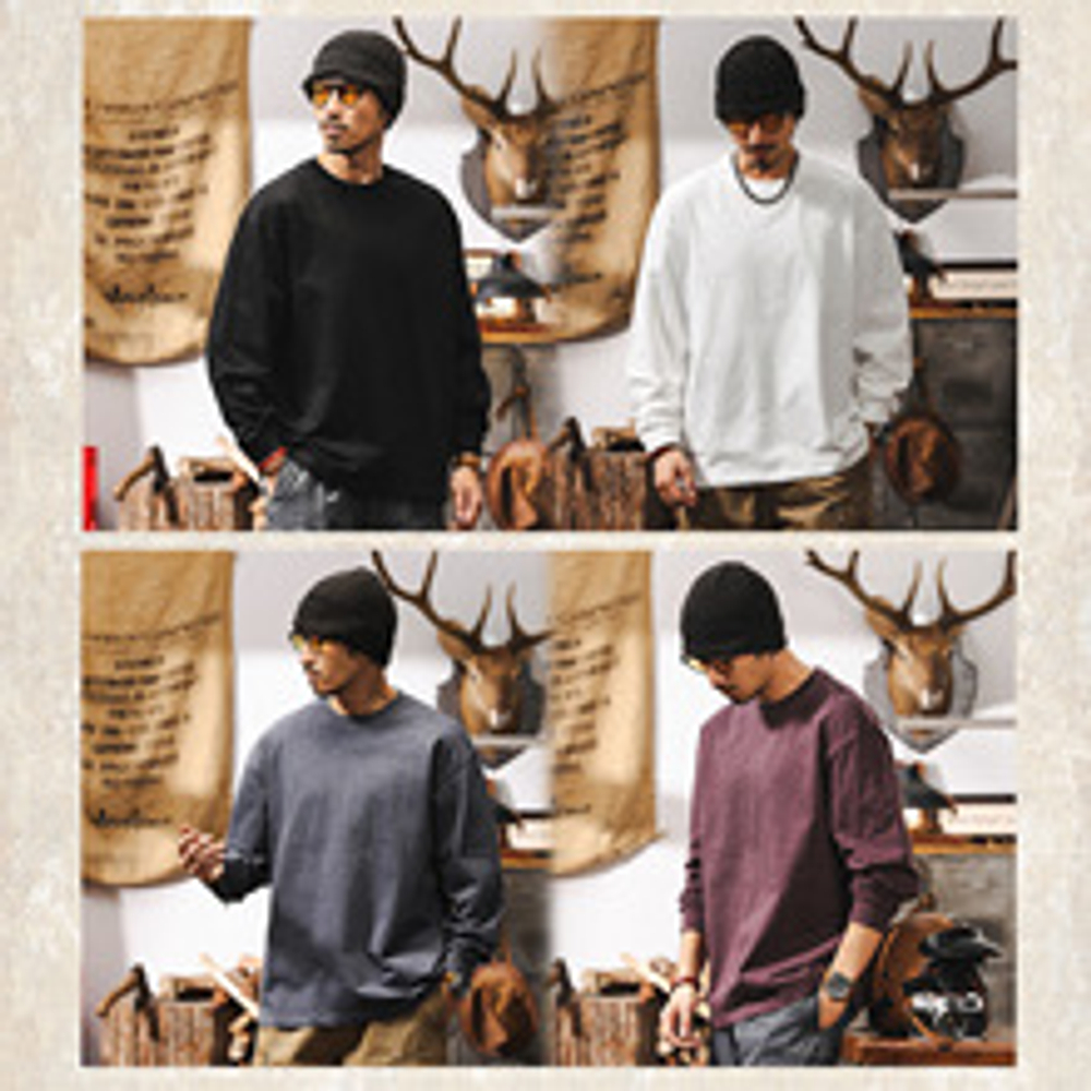 Мужская футболка с текстурой бамбука, с длинным рукавом, весна-осень.Оптом и в розницу