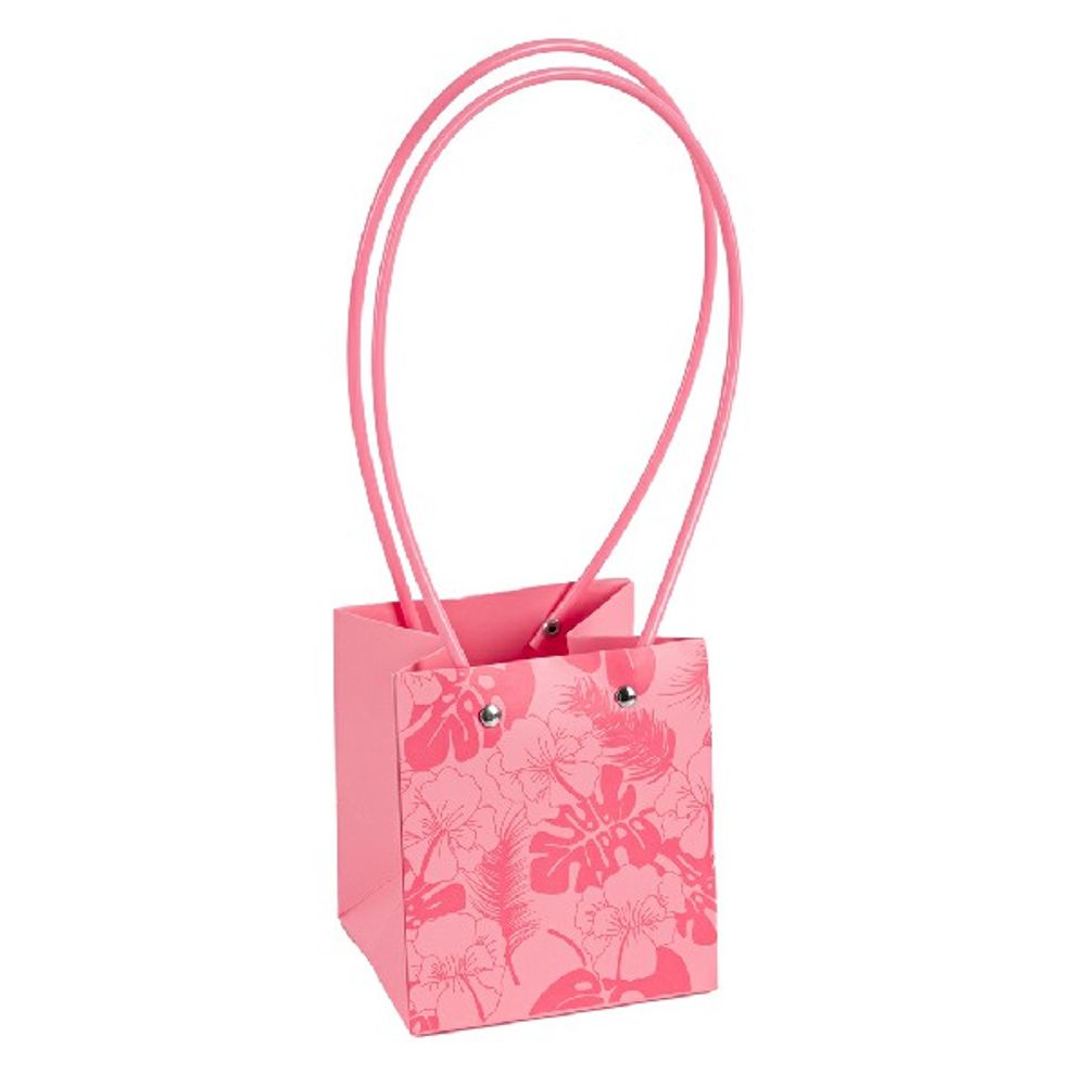 Пакет под цветы 11,5*11,5*13см Квадрат Цветы Коралл