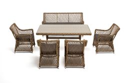 "Катания" обеденная группа плетеная на 6 персон, цвет соломенный