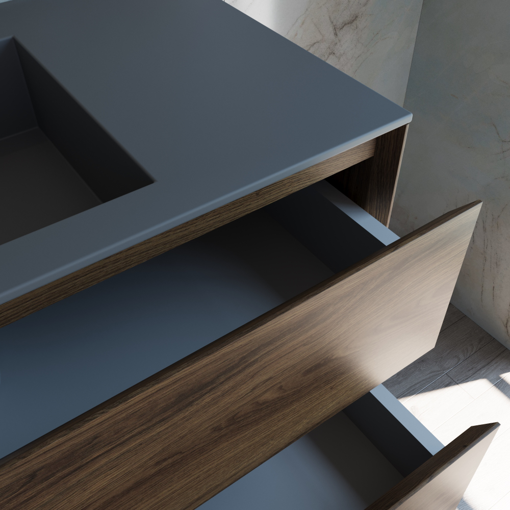 Тумба под раковину Vincea Luka 1000 подвесная, 2 выкатных ящика soft-close, C.Oak