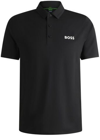 Мужское теннисное поло BOSS x Matteo Berrettini Slim-Fit With UV Protection - черный