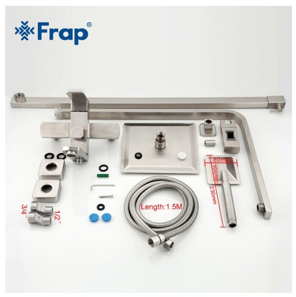 Смеситель FRAP нержавющая сталь, душевая система, смеситель, хром F2421