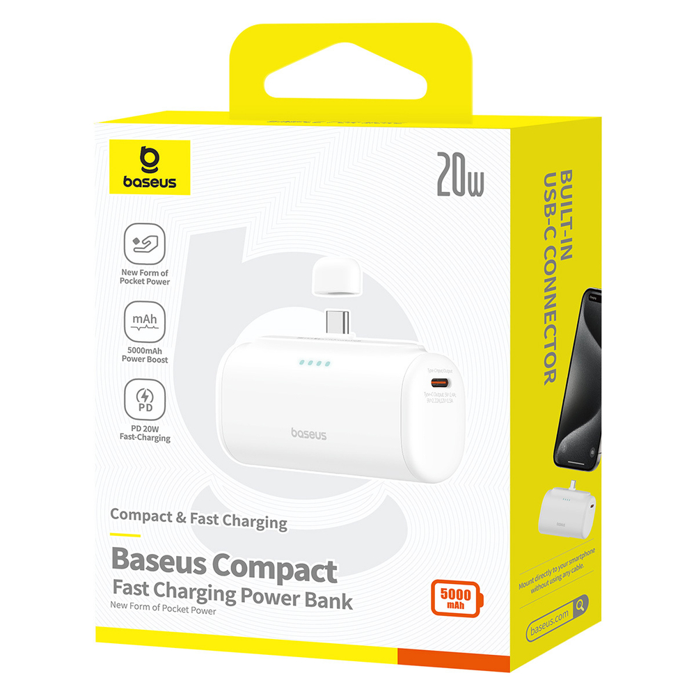 Внешний аккумулятор Baseus Compact 2C 5000mAh 20W - Moon White