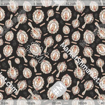 Русская девушка в зеркальце на чёрном. Компаньон к панели by Лиса Алиса 150 DPI