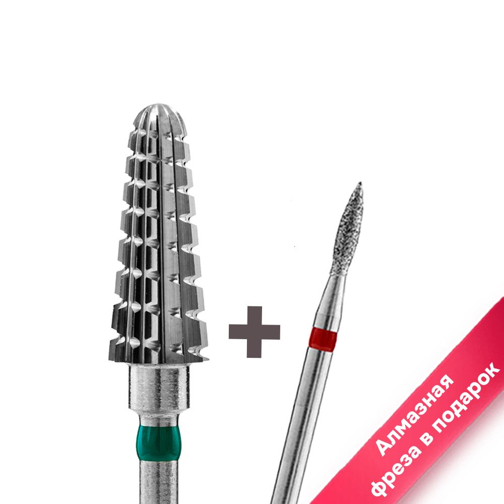 Твердосплавная фреза Тайфун Ирма Конус закругленный, зеленая, 6мм