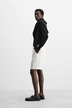 ZARA ШОРТЫ ИЗ 100% ЛЬНА, МОРСКОЙ БЕЛЫЙ