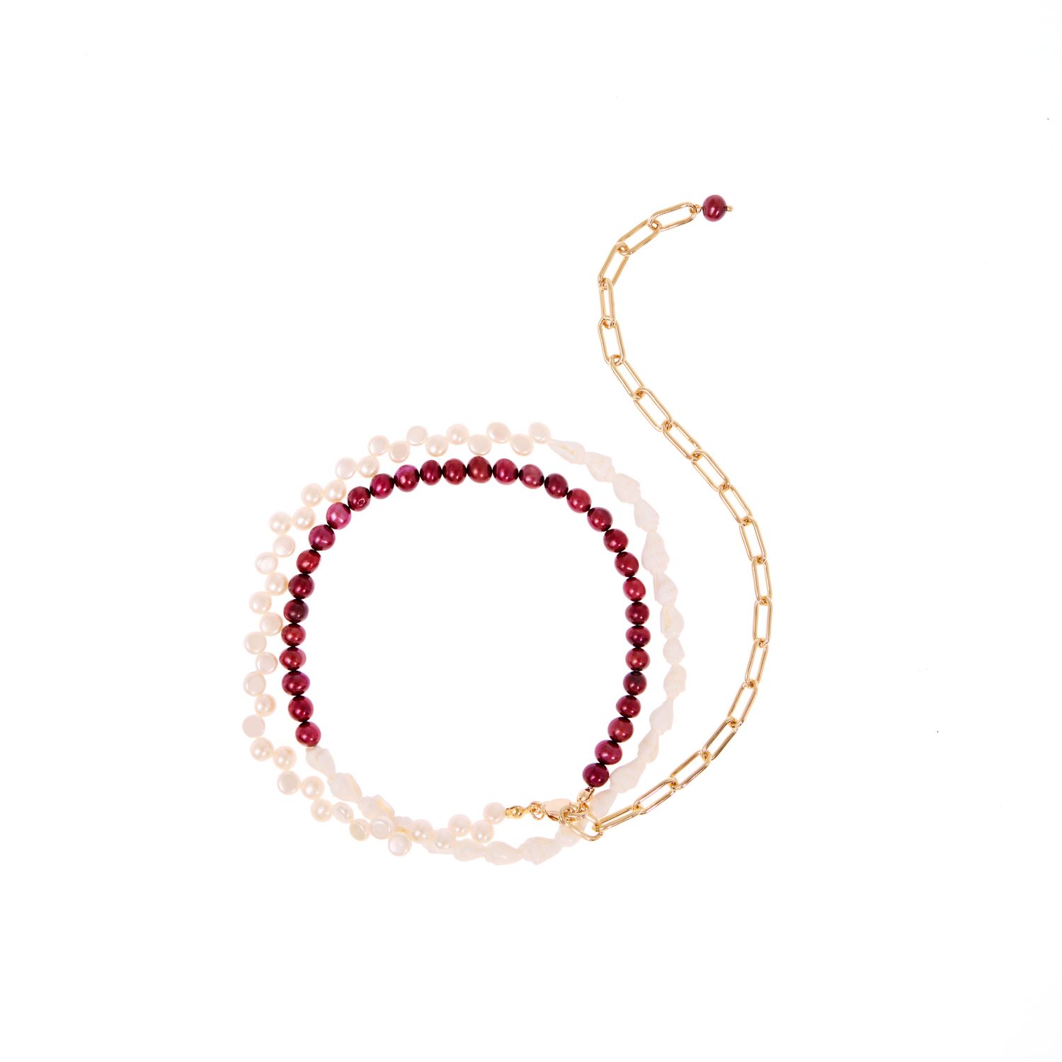 Анклет Layered Pearls Anklet - Burgundy