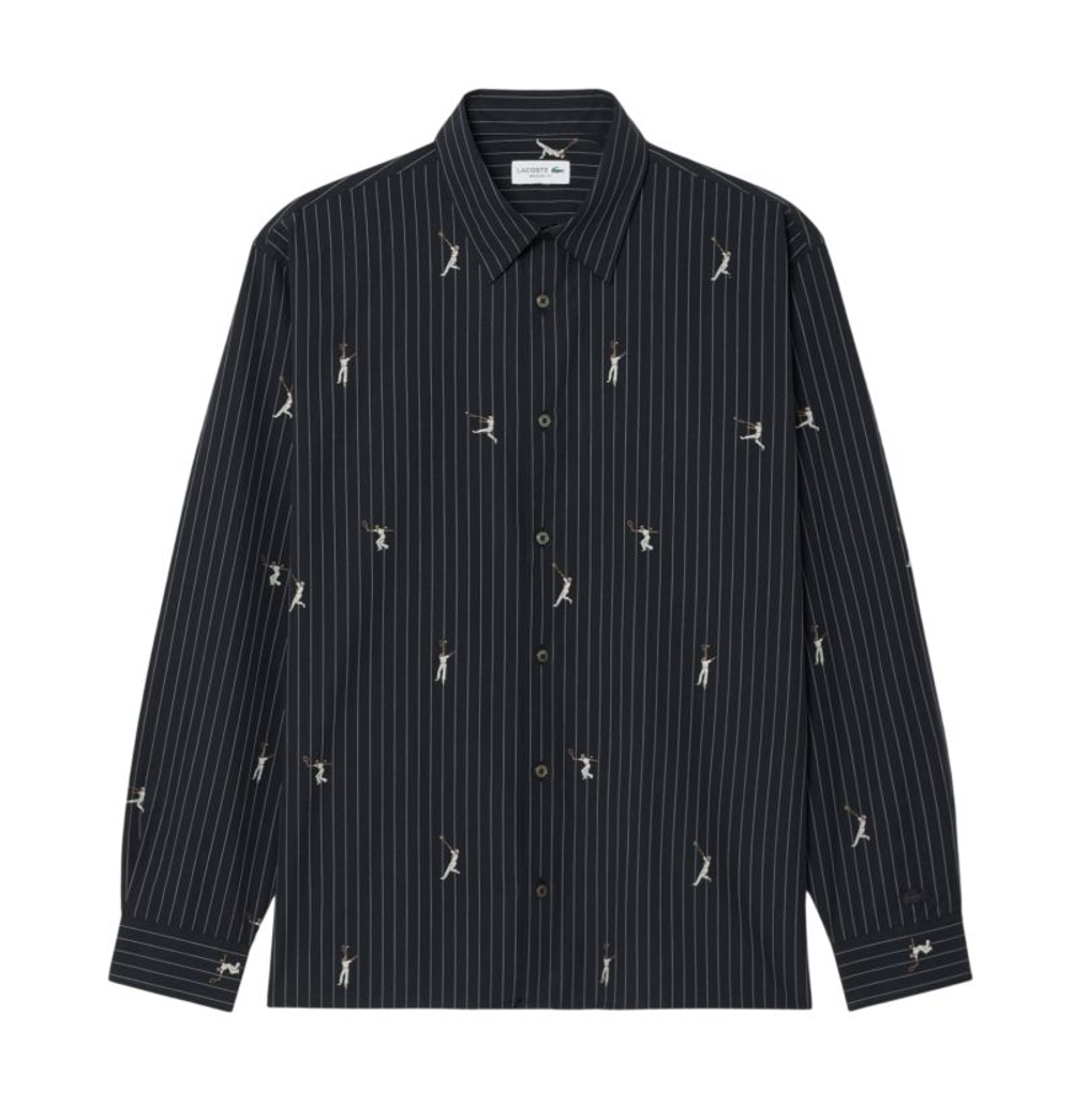 Мужское теннисное поло Lacoste Relaxed Fit Embroidered Cotton - blackbird