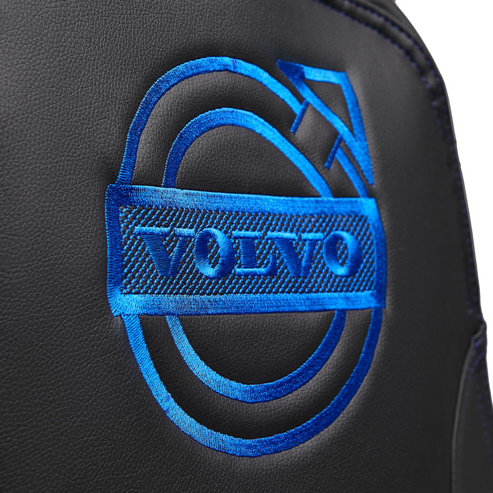 Чехлы VOLVO FH16 (экокожа, черный, синяя вставка)