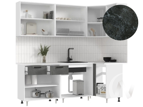 Кухня Рио NEW ЛДСП 2;2х1;0м (белый/бетон светлый; бетон темный/кастилло темный)