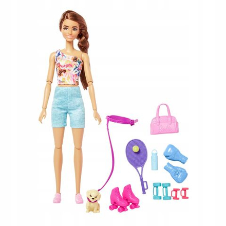 Кукла Barbie Mattel Relax Фитнес-кукла Барби брюнетка с собачкой HKT91