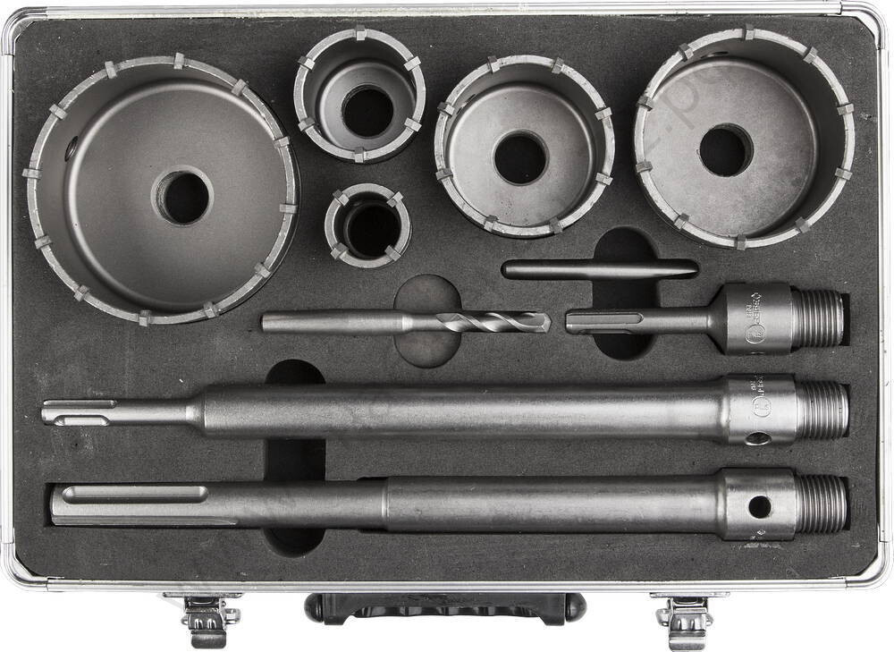 ЗУБР d 33, 68 мм, Alu кейс, Набор коронок по бетону с оснасткой, Профессионал (29185-H2-10)