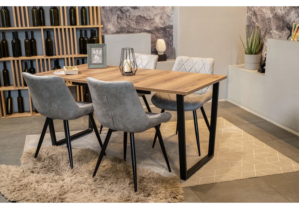 Стол раскладной Лота Лофт 120(160)х75х75 25 мм черный матовый / дуб вотан