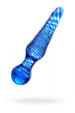 Фаллоимитатор двусторонний из стекла синий 17 см