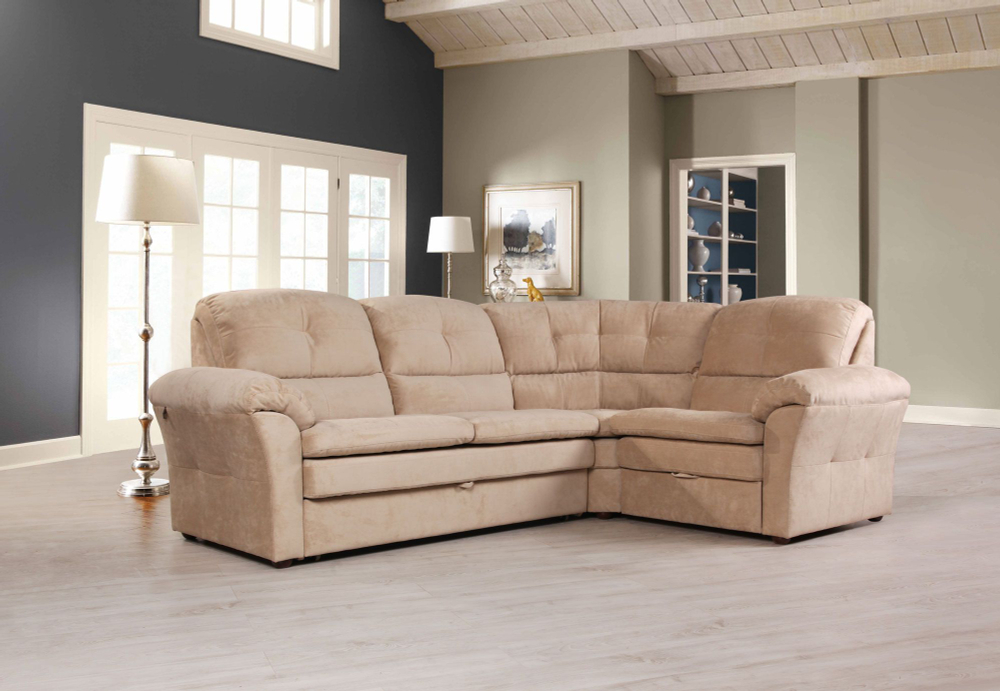 Diamante диван-кровать угловой велюр бежевый