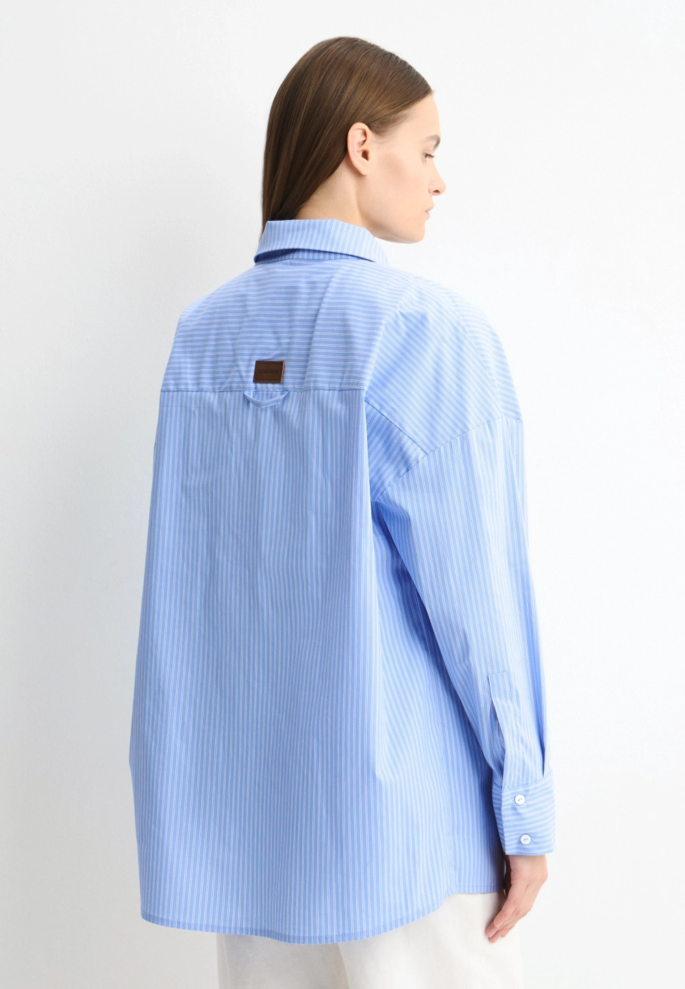 Рубашка в полоску, цвет голубой