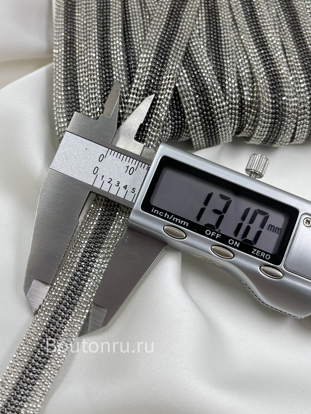 Тесьма термоклеевая мониль серебро графит