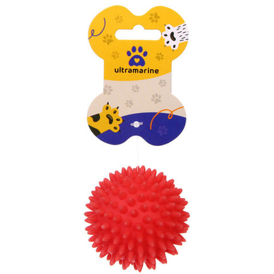 Игрушка - мячик для собак средних и мелких пород «ЗУБОЧИСТКА», цвет красный, d-7см (лейбл)