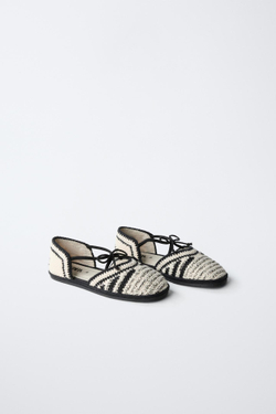 ZARA TIMELESZ - БАЛЕТКИ ИЗ КРУЖЕВА КРОШЕ, БЕЛЫЙ