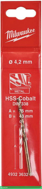 Сверло по металлу Milwaukee HSS-Co 4.2мм (4932363260)