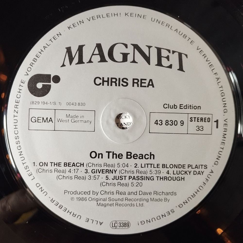 Винтажная виниловая пластинка LP Chris Rea On The Beach (Germany 1986) (Club Edition) Light Of Hope