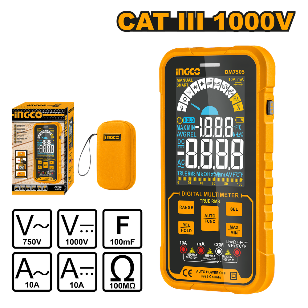 Мультиметр цифровой INGCO DM7505 INDUSTRIAL