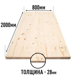 Мебельный щит Дом Дерева 2000x800x28мм Сосна АВ Цельноламельный