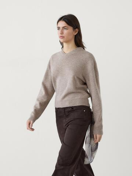 Massimo Dutti Свитер из 100% шерсти, бежевый