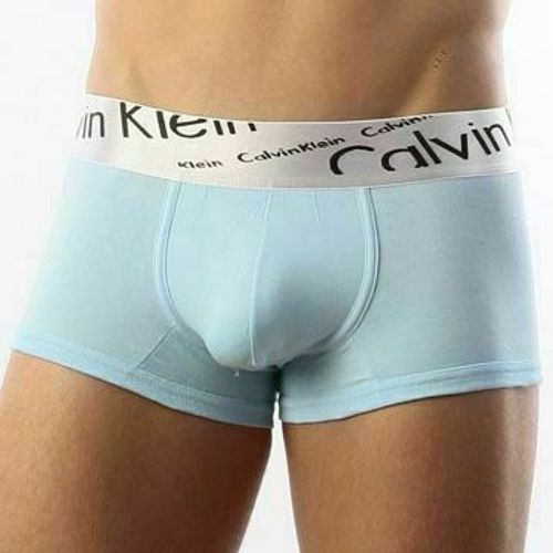 Мужские трусы боксеры светло-голубые с косой резинкой Calvin Klein Steel Boxer Italics Sky Blue