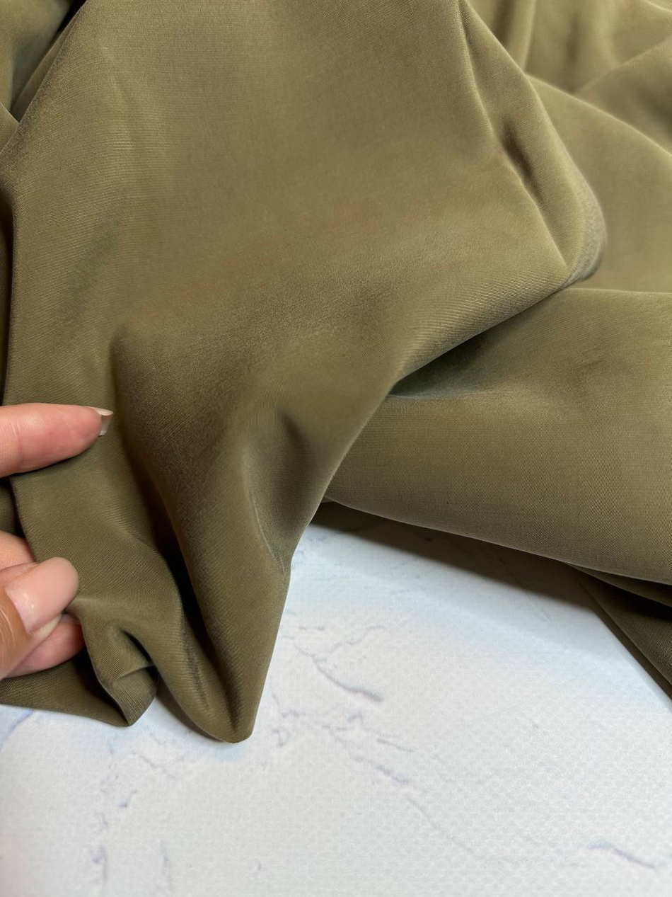 Плательно-костюмная однотонная купро с нейлоном (Armani, 85%купро/15%нейлон, Оливковый, 143)