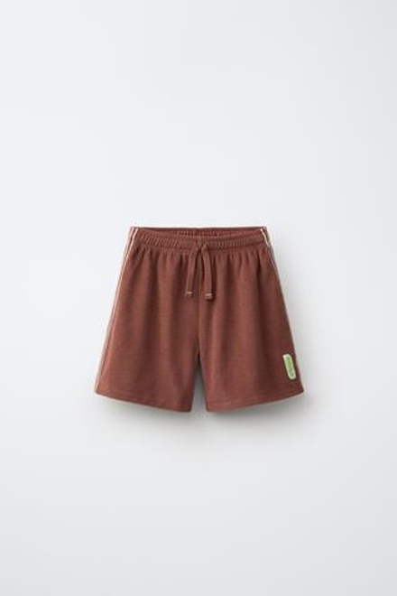 ZARA X PUKAS ШОРТЫ ИЗ МАХРОВОЙ ТКАНИ PUKAS SURF, КОРИЧНЕВЫЙ