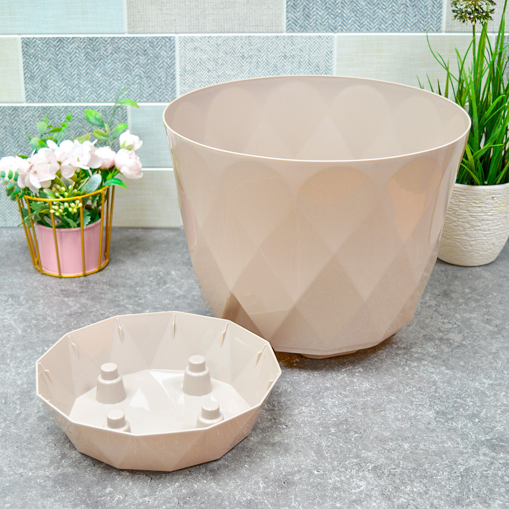 Горшок цветочный Laurel 9,3л d277мм с поддоном (бежевый)