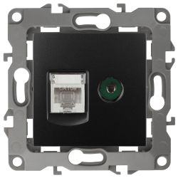 12-3110-05 ЭРА Розетка комбинированная RJ45+TV, IP20, Эра12, антрацит | Эра 12 Антрацит