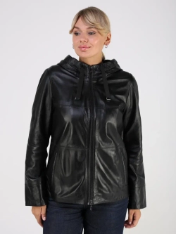 Кожаная куртка демисезонная с капюшоном