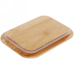 Контейнер стеклянный 600мл «Хай-Тек» прямоугольный с бамбуковой крышкой